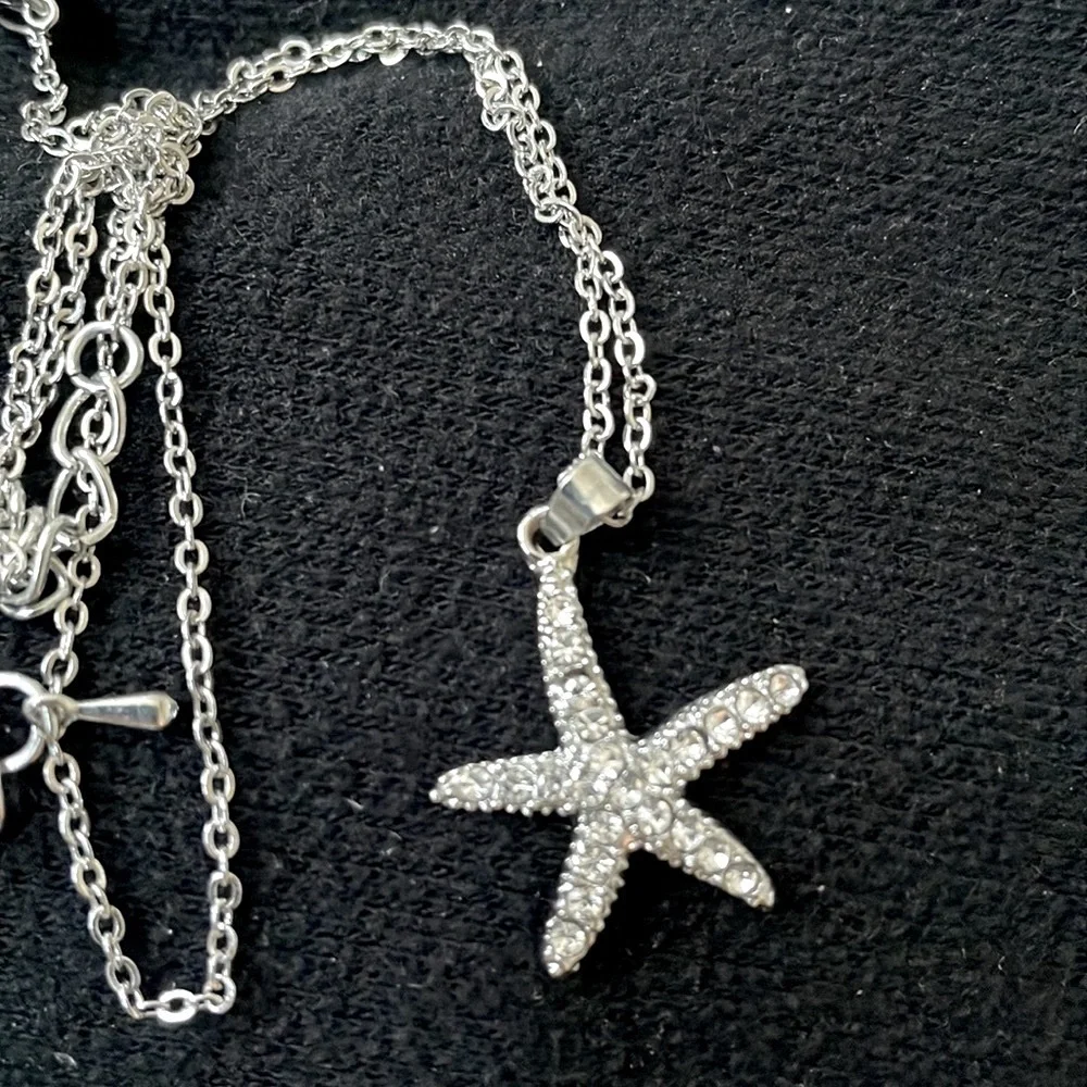 Crystal rhinestone Diamond STARFISH necklace charm pendant
